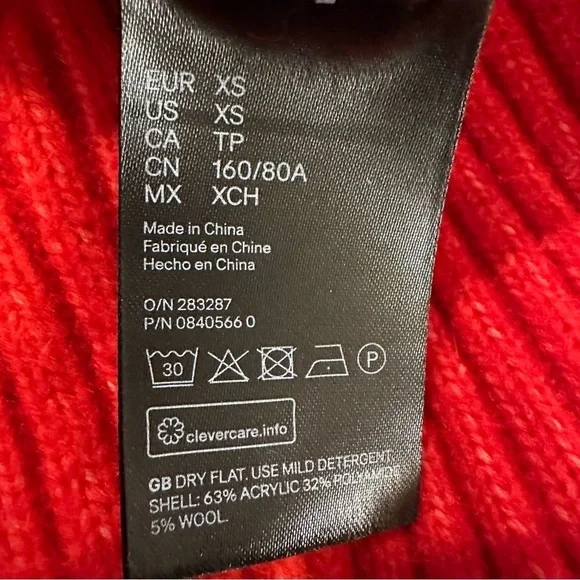 H & M Cowl Neck Red Orange Sweater Size XSmall - Picture 8 of 10